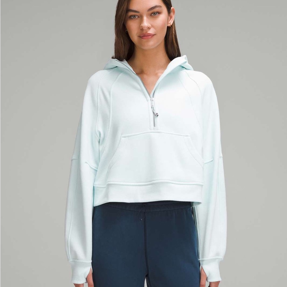 LULULEMON Light Blue Cropped Half-Zip Hoodie - Women